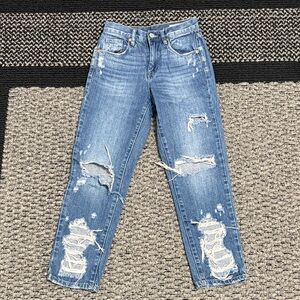 BLANKNYC Madison Crop Jean Women’s 25 High Rise Distressed Cropped Denim Casual